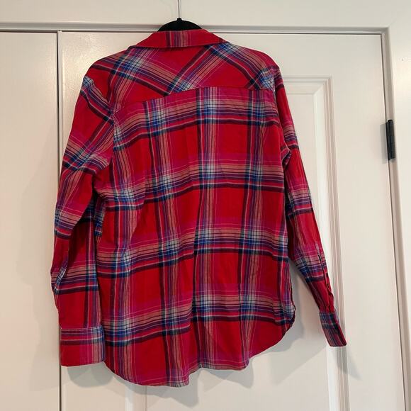 Orvis Women's Plaid Flannel Button Down Red Cotton Size Large - Picture 6 of 9